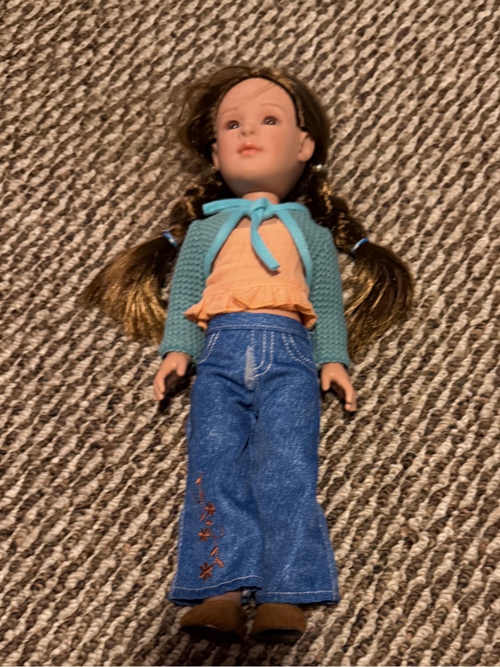 Madame Alexander 14” Doll in Teal Cardigan, Peach Top & Blue Jeans